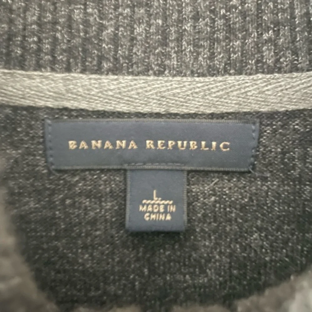 Banana Republic‎ Mens Soft Cotton LS 1/4 Zip Gray Pullover Sweater Size L